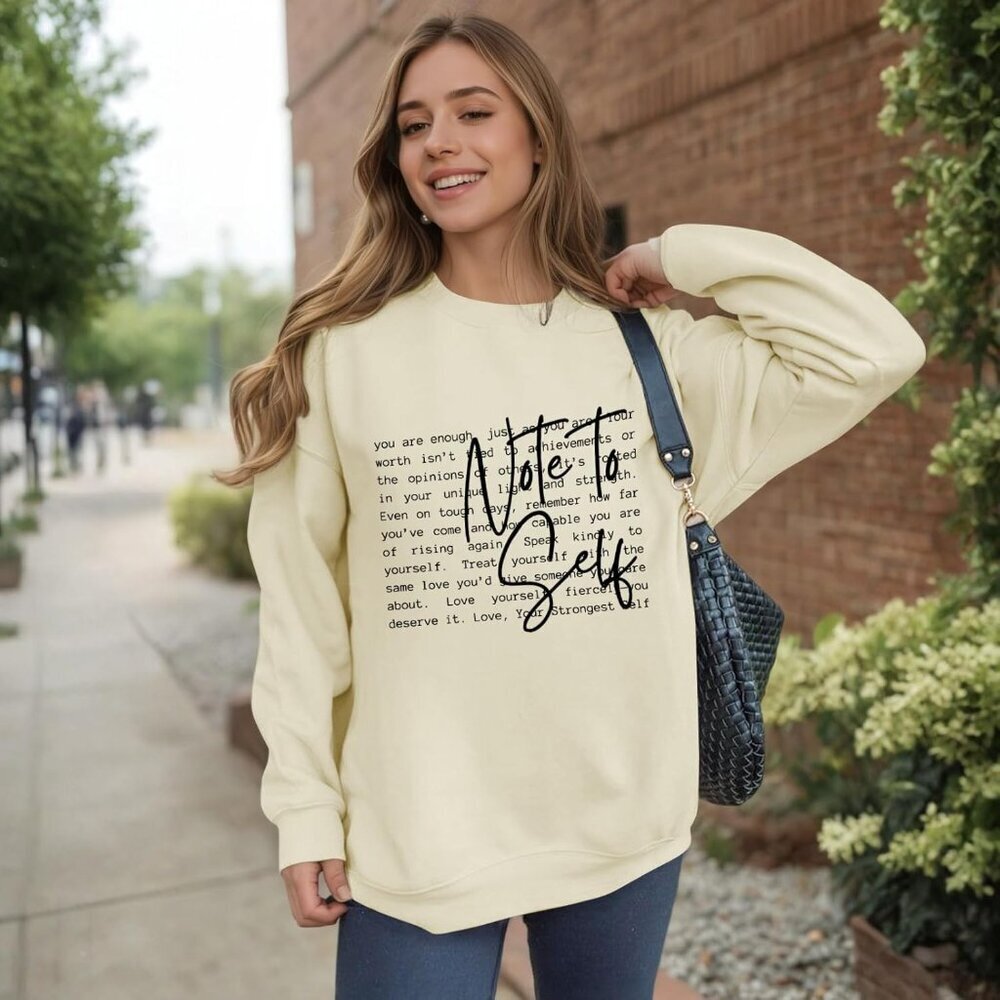 Women’s Cotton Blend Inspirational Sweatshirt You Are Enough Casual Top - Picture 3 of 7